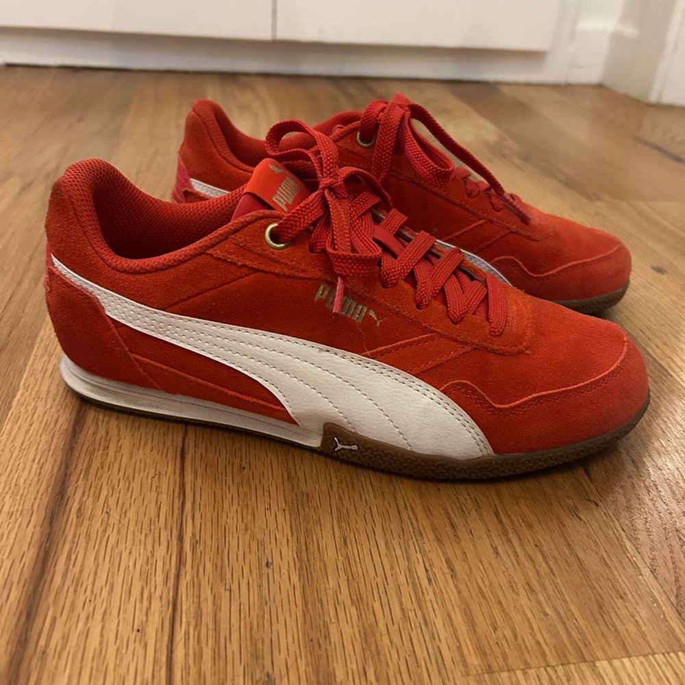 Puma Women’s Vibrant Red and White Sneakers (size 7)